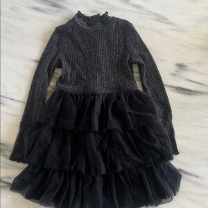 Janie and Jack Black Ruffle Dress girls 8